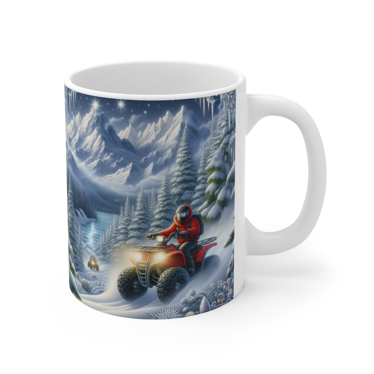 Mug céramique 325 ml – Quad Neige Montagne Hivernale – Tasse Aventure Tout-Terrain Sports d’Hiver
