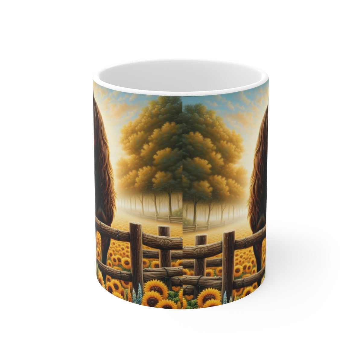 Mug céramique 325 ml – Cheval et Tournesols – Tasse Campagne Ferme Nature Matin Ensoleillé