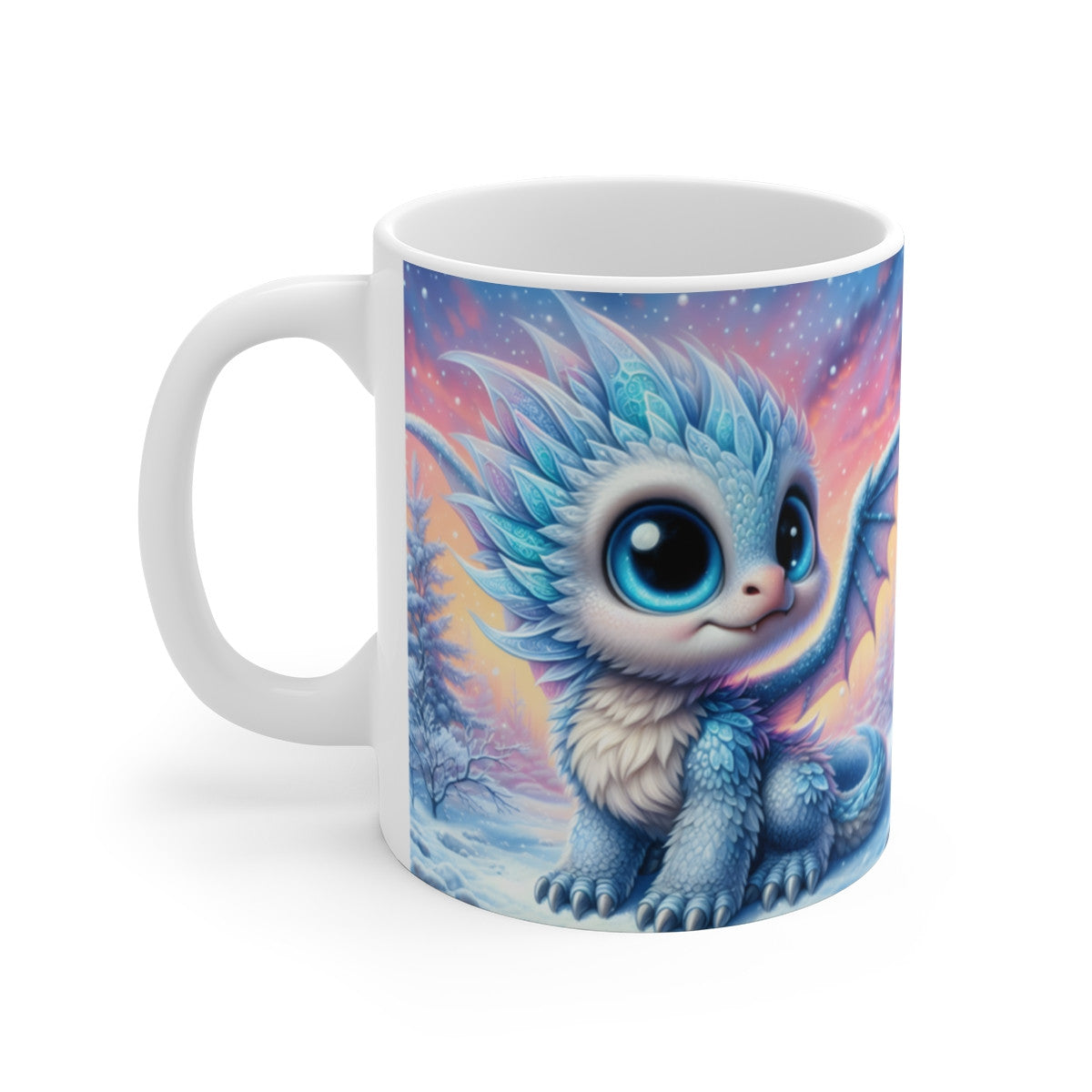 Mug céramique 325 ml – Bébé Dragon des Glaces – Tasse Fantaisie Hiver Magique Neige Féérique Créature Mythique