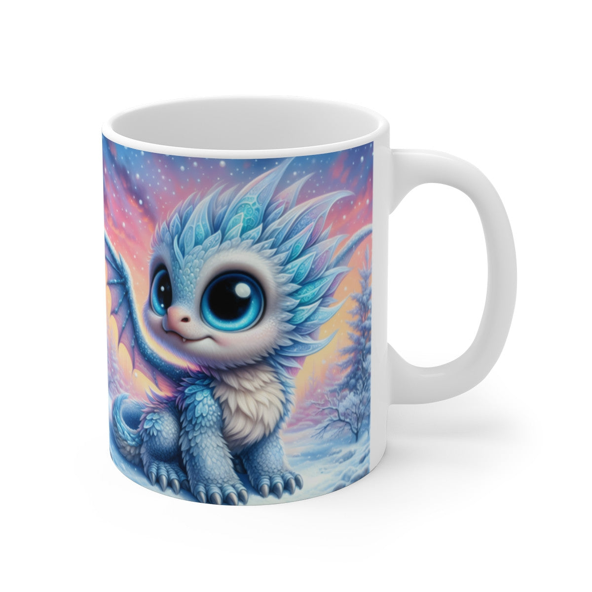 Mug céramique 325 ml – Bébé Dragon des Glaces – Tasse Fantaisie Hiver Magique Neige Féérique Créature Mythique