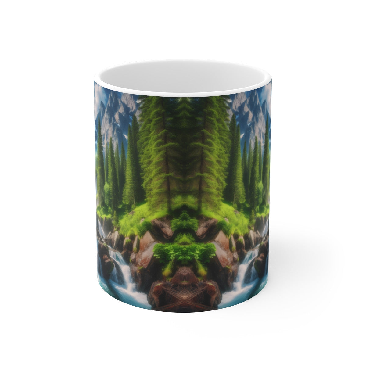Mug céramique 325 ml – Cascade Montagne Forêt – Tasse Nature Paysage Alpin Rivière Eau Pure
