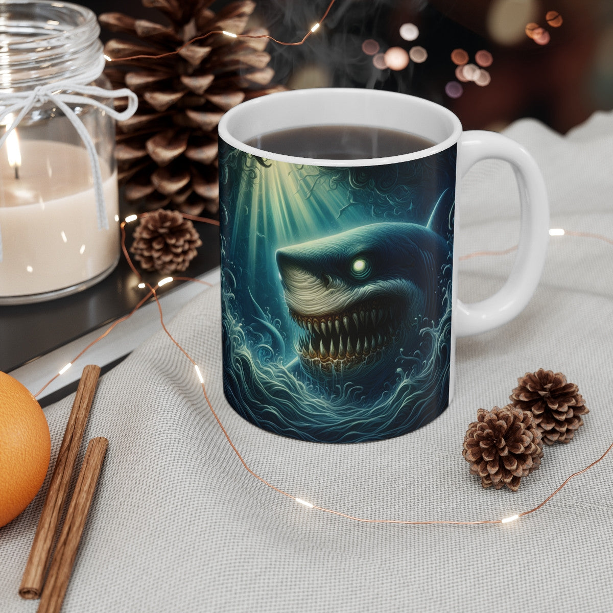 Mug céramique 325 ml – Requin Monstrueux Océan – Tasse Mer Fantastique Dentition Effrayante Aventure