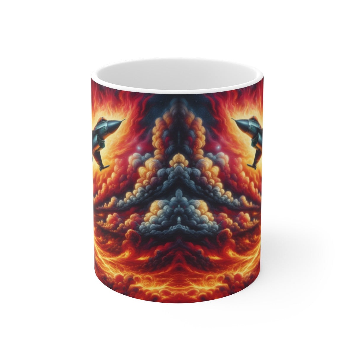 Mug céramique 325 ml – Avions de chasse supersoniques dans ciel en feu – Tasse aéronautique pilote jet fighter – Cadeau aviation