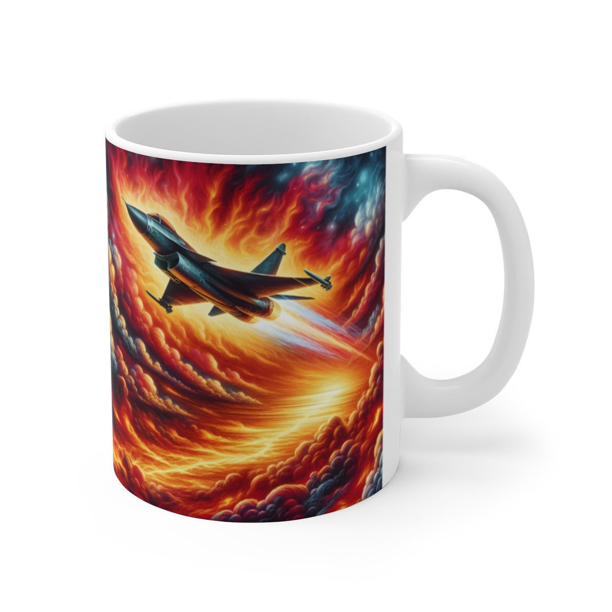 Mug céramique 325 ml – Avions de chasse supersoniques dans ciel en feu – Tasse aéronautique pilote jet fighter – Cadeau aviation