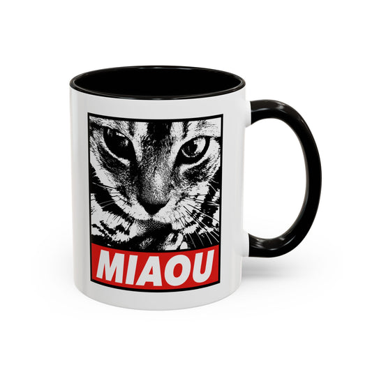 Tasse Chat Homme et Femme – Mug MIAOU Minimaliste – Cadeau Original pour Amoureux des Chats – Tasse Café 325 ml