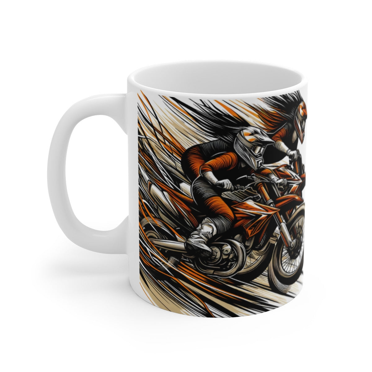 Mug motocross – Tasse en céramique 325 ml – Illustration graphique dirt bike & sport extrême – Cadeau pilote enduro