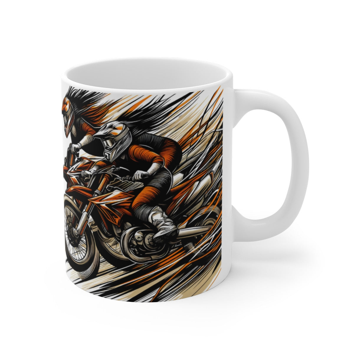 Mug motocross – Tasse en céramique 325 ml – Illustration graphique dirt bike & sport extrême – Cadeau pilote enduro