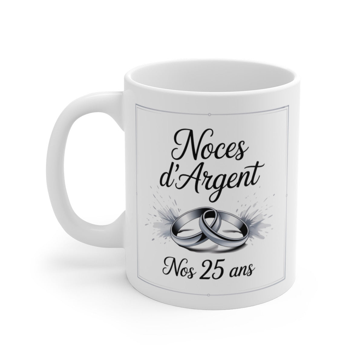 Mug Noces d’Argent – 25 Ans de Mariage – Tasse Céramique 325 ml – Cadeau Anniversaire de Mariage Époux Épouse