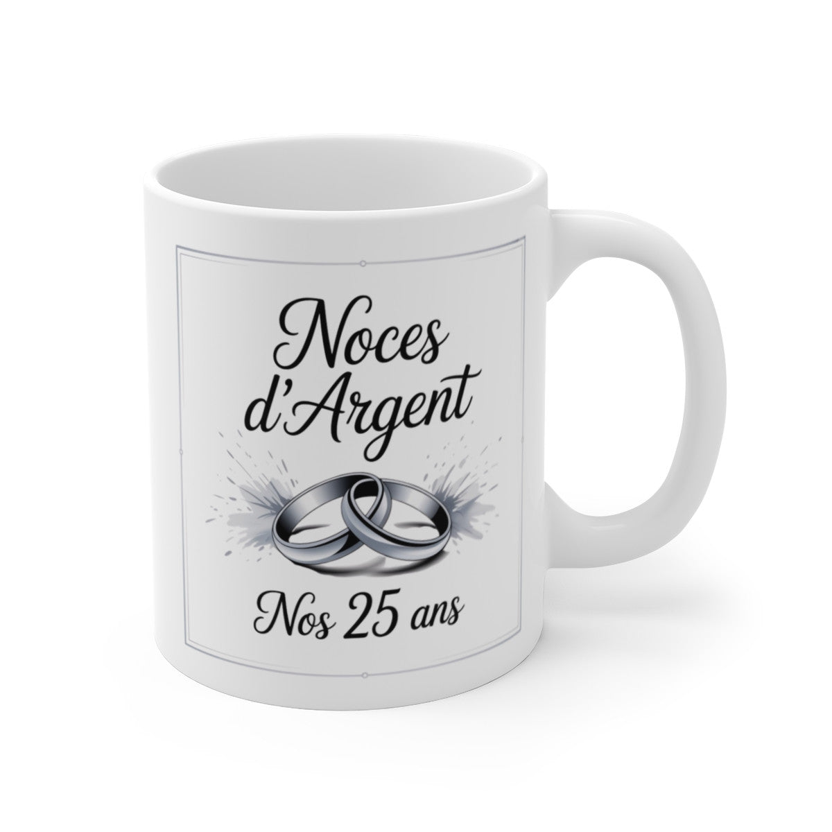 Mug Noces d’Argent – 25 Ans de Mariage – Tasse Céramique 325 ml – Cadeau Anniversaire de Mariage Époux Épouse