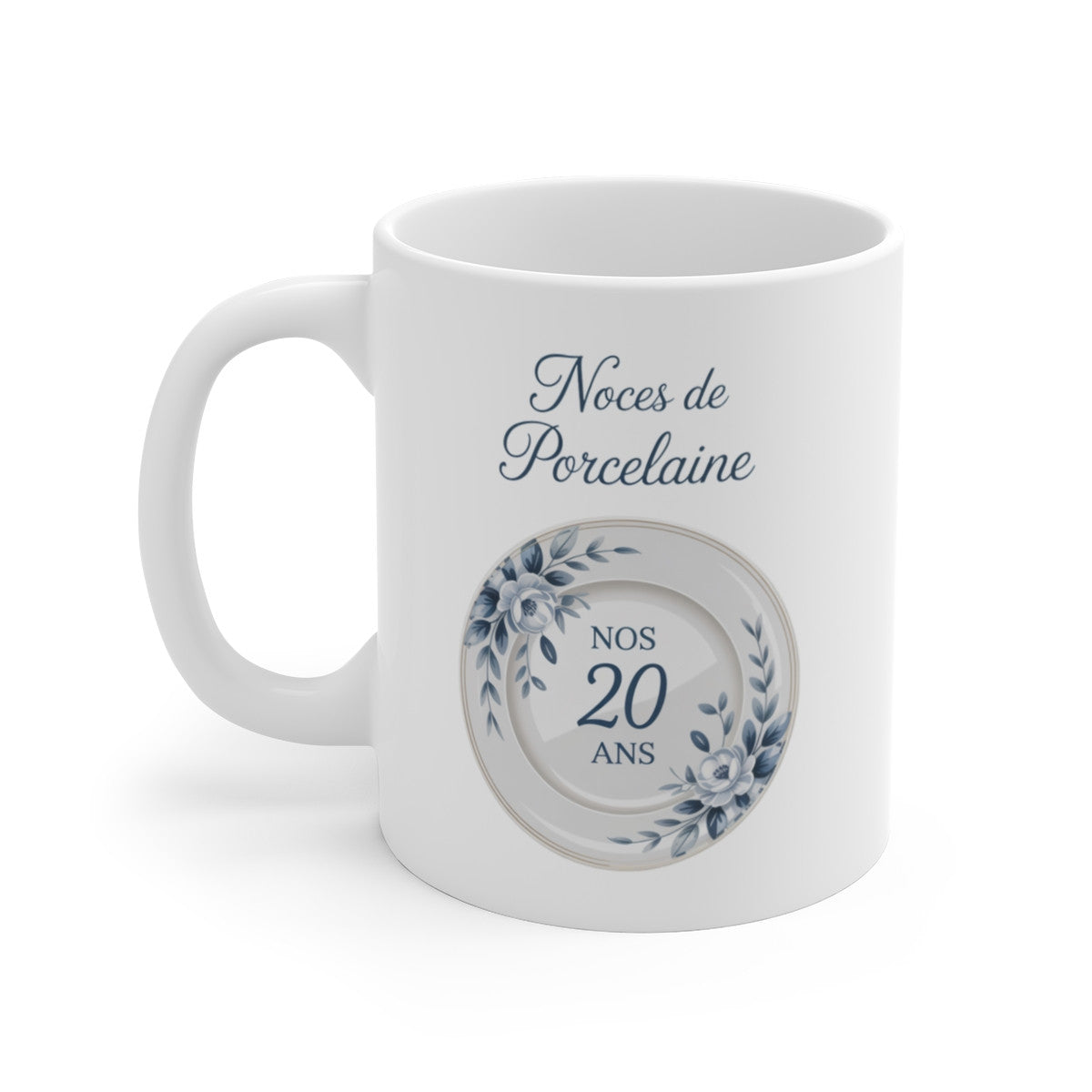 Mug Noces de Porcelaine – 20 Ans de Mariage – Tasse Céramique 325 ml – Cadeau Anniversaire de Mariage Couple