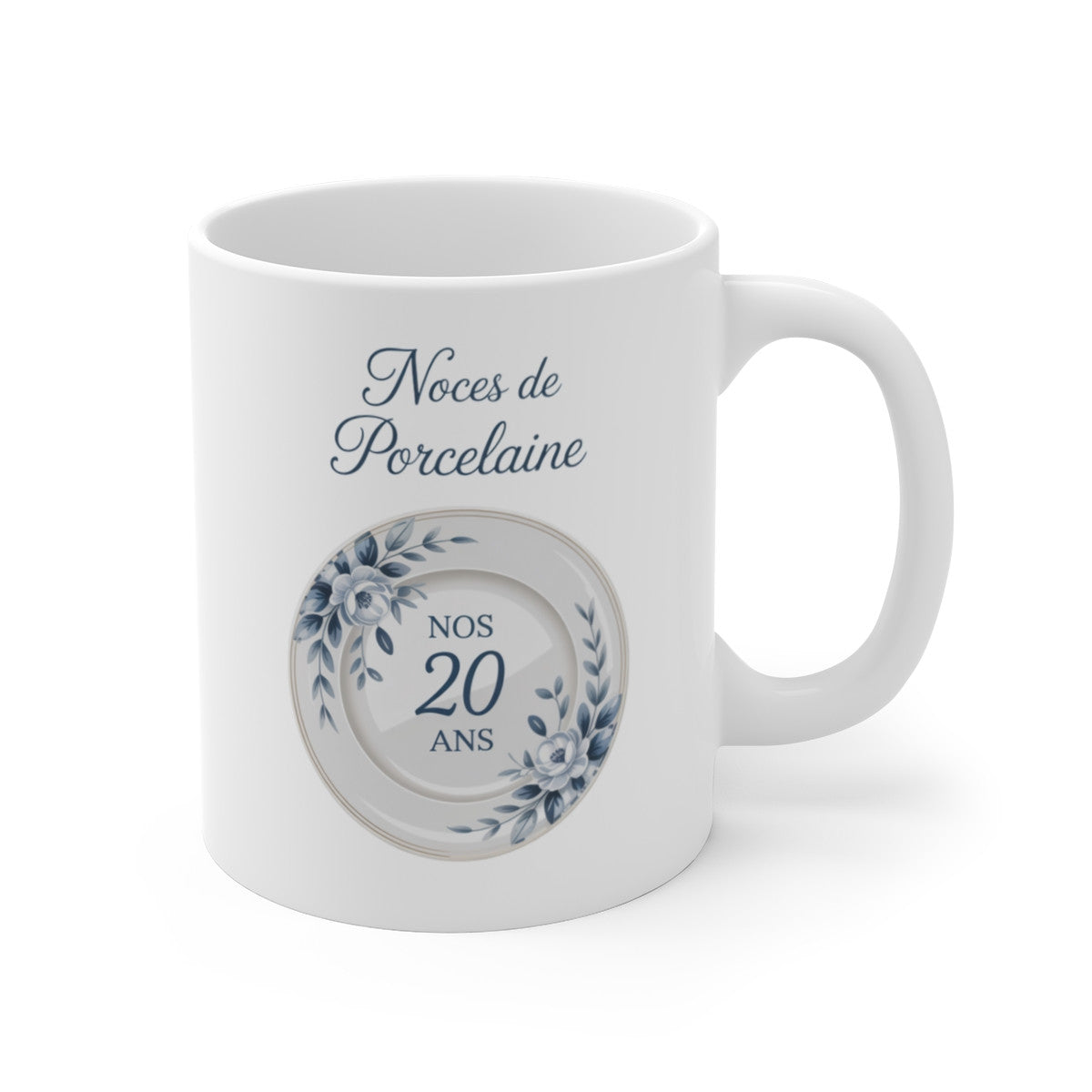 Mug Noces de Porcelaine – 20 Ans de Mariage – Tasse Céramique 325 ml – Cadeau Anniversaire de Mariage Couple