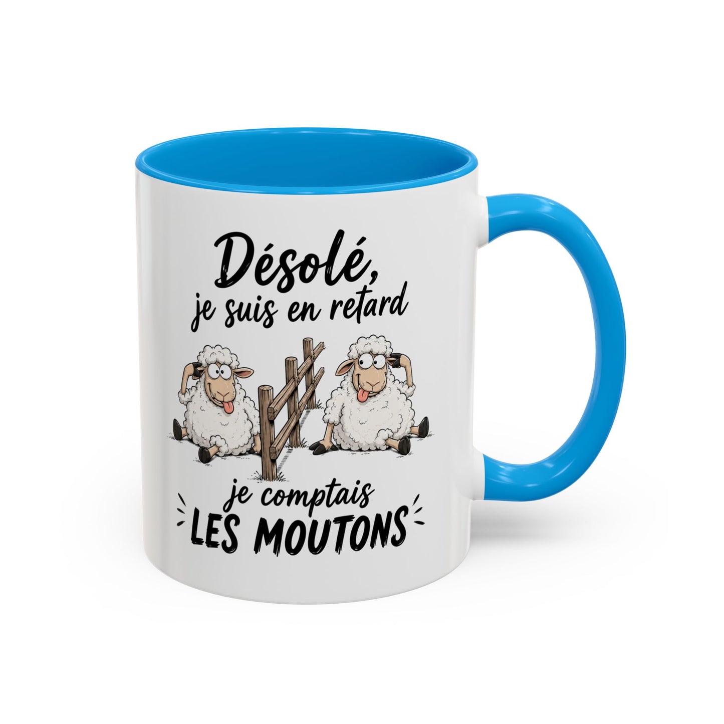 Tasse Humour Moutons – Désolé Je Suis en Retard Je Comptais les Moutons – Mug Rigolo et Original 325ml