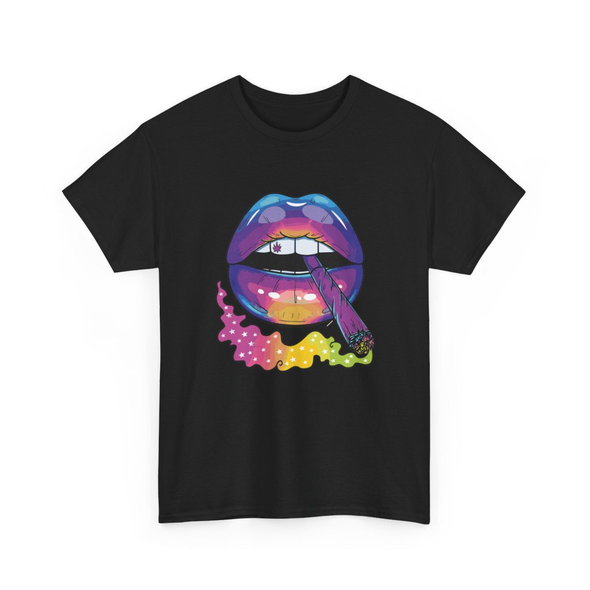 Tee Shirt  Lèvres Colorées – T-shirt Fumeur Unisexe S-3XL – Style Psychédélique Noir Blanc Gris