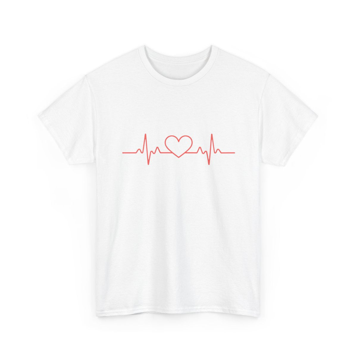 Tee Shirt Battement de Cœur Rouge – T-shirt Unisexe Électrocardiogramme Amour – Noir Blanc Gris S-3XL