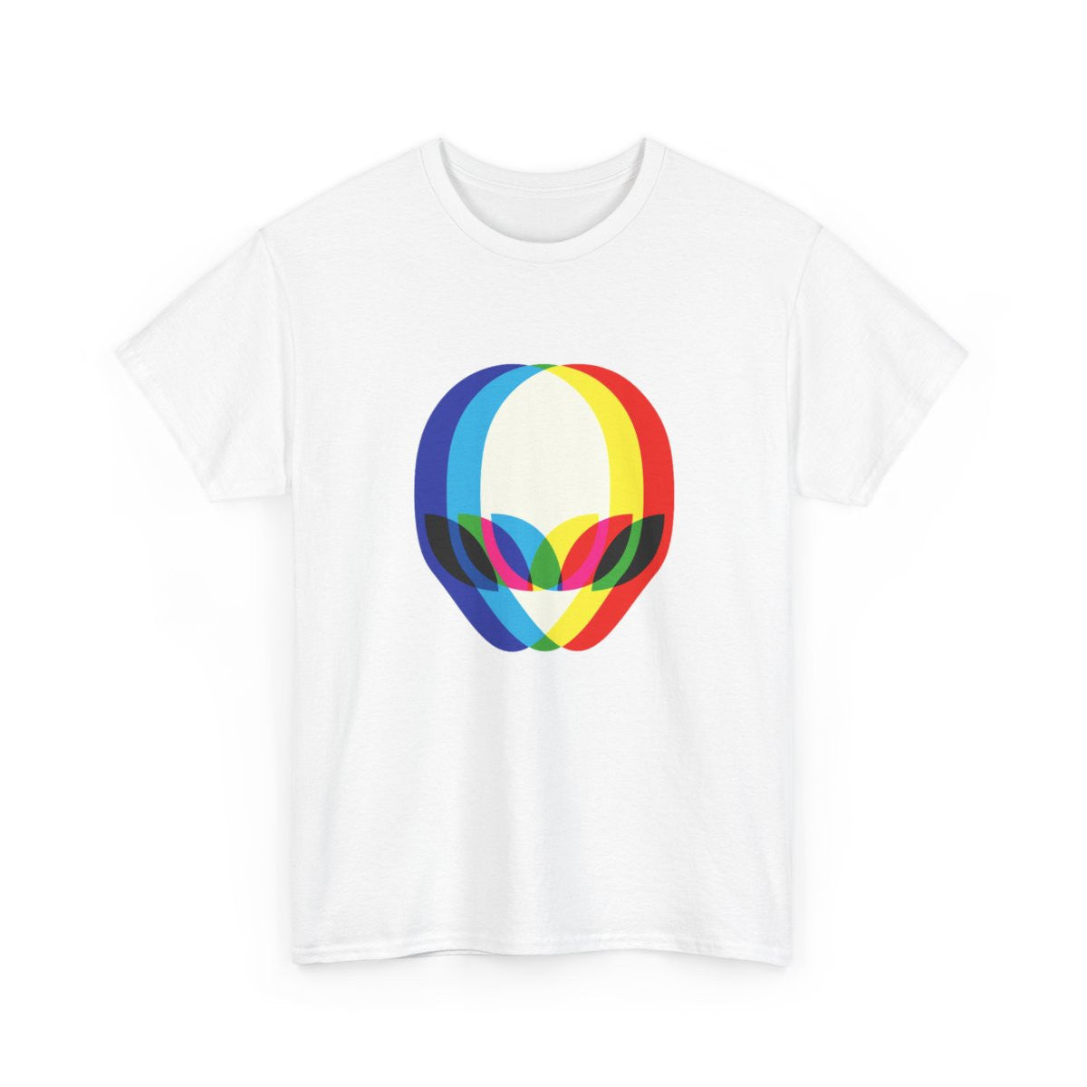 Tee Shirt Tête Alien Colorée – T-shirt Psychédélique Abstrait Unisexe – Noir Blanc Gris S-3XL