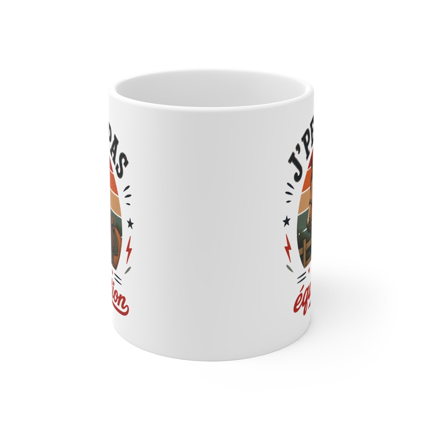 Tasse J’Peux Pas J’Ai Équitation – Mug Humour Cheval Vintage – Cadeau Cavalier Femme Homme Enfant 325ml