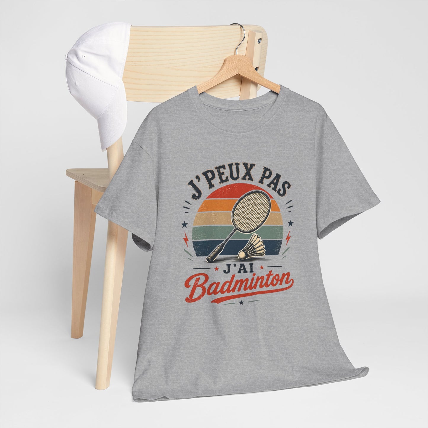 T-Shirt Badminton Homme Femme – J’Peux Pas J’Ai Badminton – Tee Shirt Raquette Volant Vintage Joueur Badiste Sport Entraînement Cadeau Passion Badminton