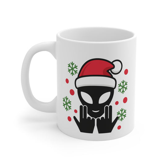 Mug Céramique Alien Noël Jul – Tasse Hiver Geek Fun 325ml – Cadeau Original Café Thé Chocolat