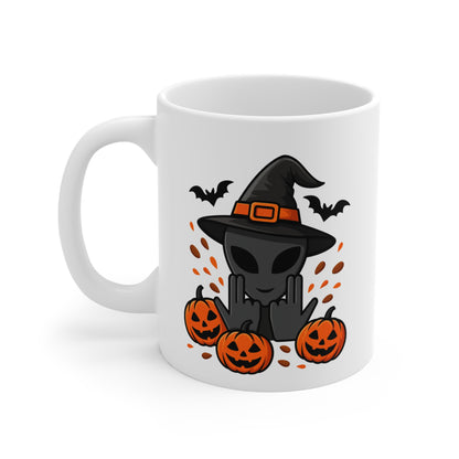 Mug Céramique Alien Sorcier Halloween – Tasse Citrouilles Fun 325ml – Cadeau Original Geek Café