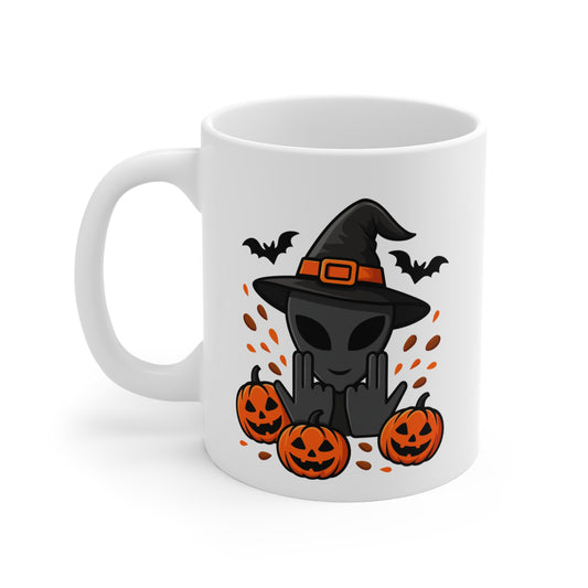 Mug Céramique Alien Sorcier Halloween – Tasse Citrouilles Fun 325ml – Cadeau Original Geek Café