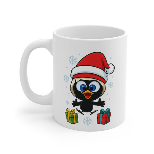 Mug Céramique Calimero Noël – Tasse Festive Flocons et Cadeaux 325ml – Cadeau Original Hiver Café Chocolat