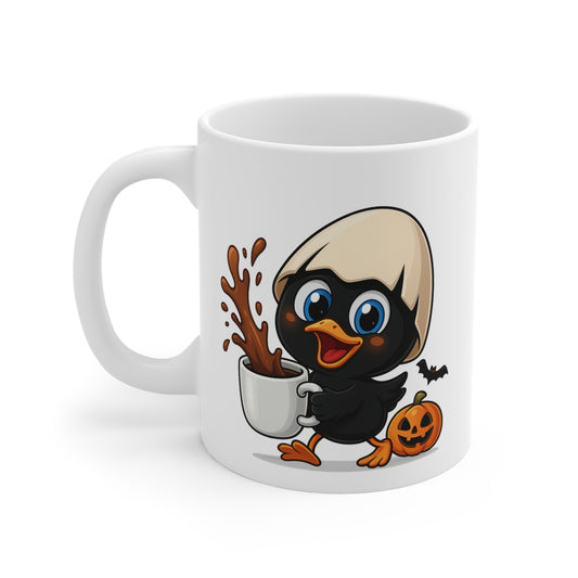 Mug Céramique Calimero Poussin Halloween – Tasse Citrouille Mignonne 325ml – Cadeau Original Café