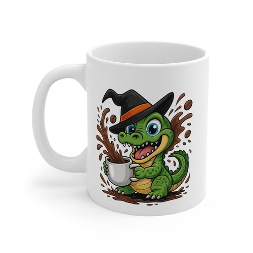 Mug Céramique Crocodile Sorcier Café – Tasse Halloween Animaux Mignonne 325ml – Cadeau Original Thé Chocolat