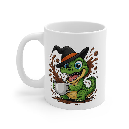 Mug Céramique Crocodile Sorcier Café – Tasse Halloween Animaux Mignonne 325ml – Cadeau Original Thé Chocolat
