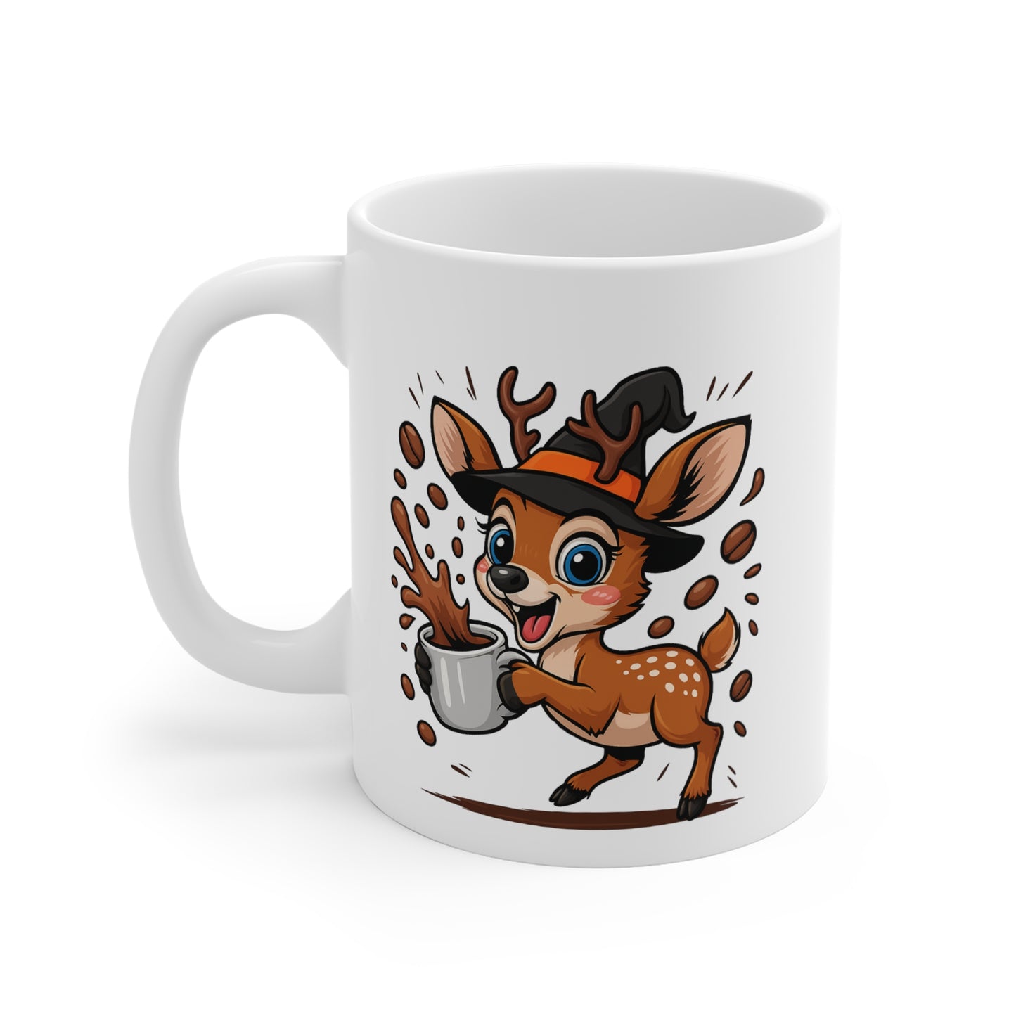 Mug Céramique Faon Sorcier Café – Tasse Halloween Animaux Mignonne 325ml – Cadeau Original Café Thé