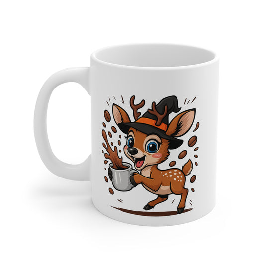 Mug Céramique Faon Sorcier Café – Tasse Halloween Animaux Mignonne 325ml – Cadeau Original Café Thé