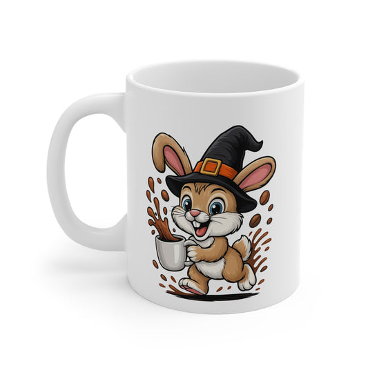 Mug Céramique Lapin Sorcier Café – Tasse Halloween Animaux Mignonne 325ml – Cadeau Original Thé Chocolat