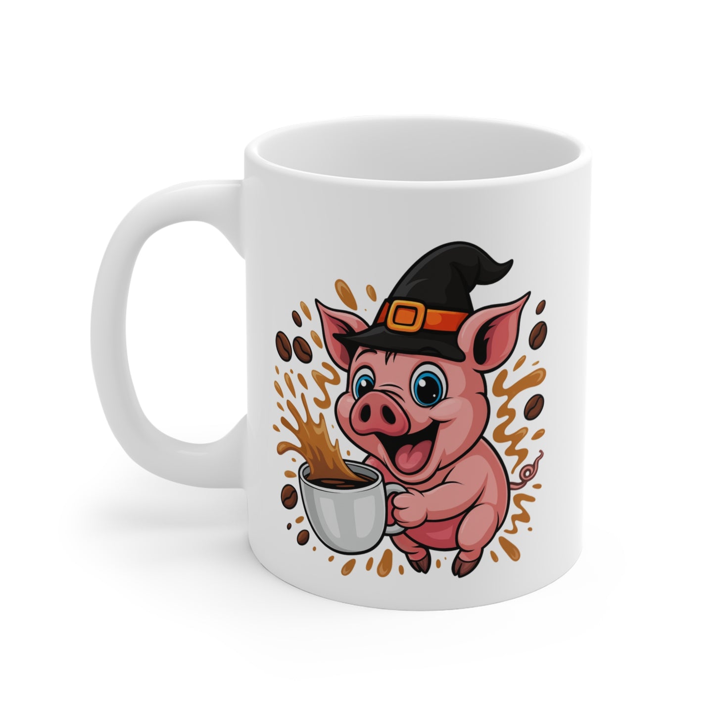 Mug Cochon Sorcier Halloween 325ml – Tasse Céramique Drôle avec Café Débordant – Cadeau Original Fête d’Halloween