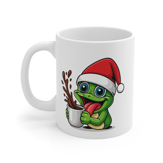 Mug Grenouille Noël 325ml – Tasse Céramique Mignonne avec Bonnet Rouge – Cadeau Fêtes Original