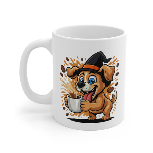 Mug Halloween Chien Sorcier – Tasse Céramique 325ml – Cadeau Original Café Thé Chocolat Chaud