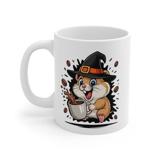 Mug Hamster Sorcier Café – Tasse Céramique 325ml – Illustration Animalière Drôle Halloween