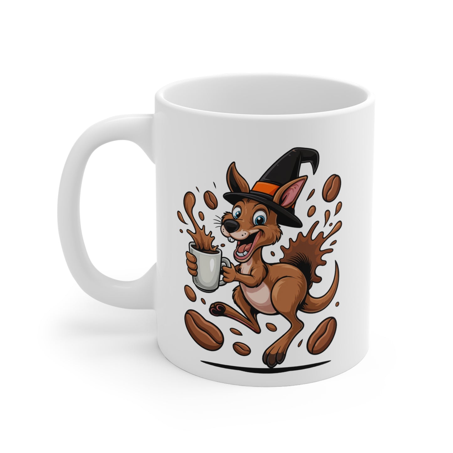 Mug Kangourou Sorcier Café – Tasse Céramique 325ml – Illustration Animalière Drôle