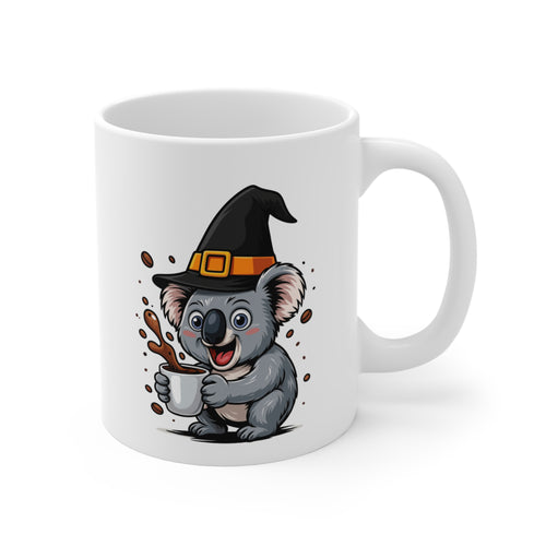 Mug Koala Sorcier Halloween 325ml – Tasse Céramique Drôle avec Chapeau et Café – Cadeau Original Fête d’Halloween