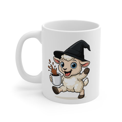 Mug Mouton Sorcier Café – Tasse Céramique 325ml – Illustration Animalière Drôle Halloween
