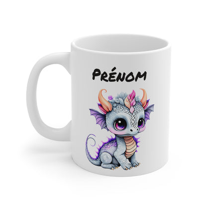Mug Personnalisé Bébé Dragon Mignon 325ml – Tasse Céramique Prénom Fantasy Kawaii