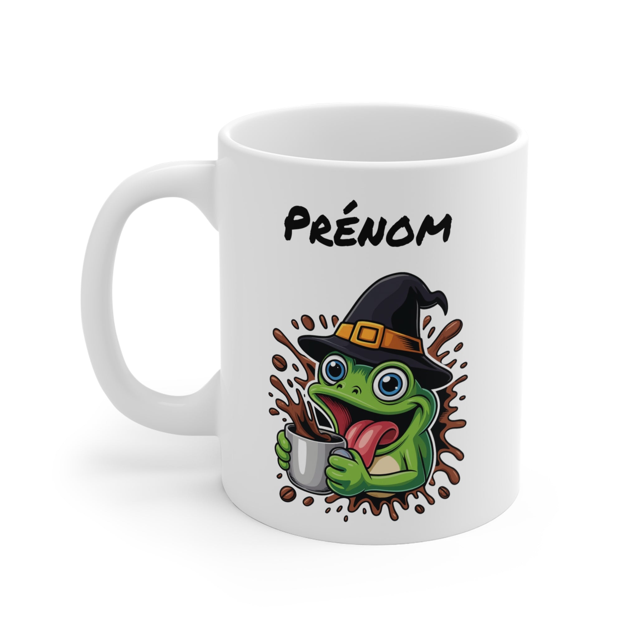 Mug Personnalisé Grenouille Sorcière Halloween 325ml – Tasse Céramique Prénom Drôle et Festif – Cadeau