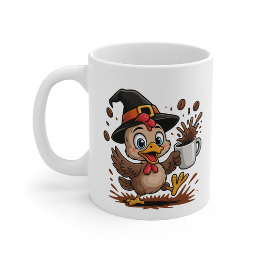 Mug Poulet Sorcier Café – Tasse Céramique 325ml – Illustration Animalière Drôle Halloween