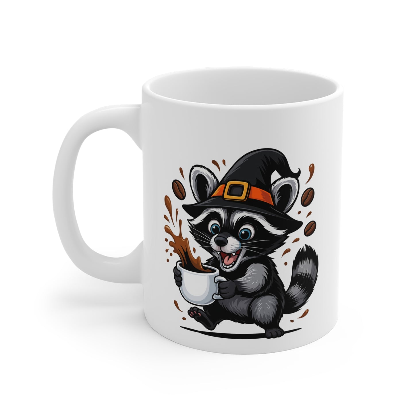 Mug Raton Laveur Sorcier Café – Tasse Céramique 325ml – Illustration Animalière Drôle Halloween
