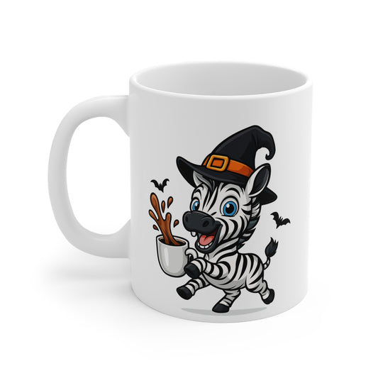 Mug Zèbre Sorcier Café – Tasse Céramique 325ml – Illustration Animalière Drôle Halloween