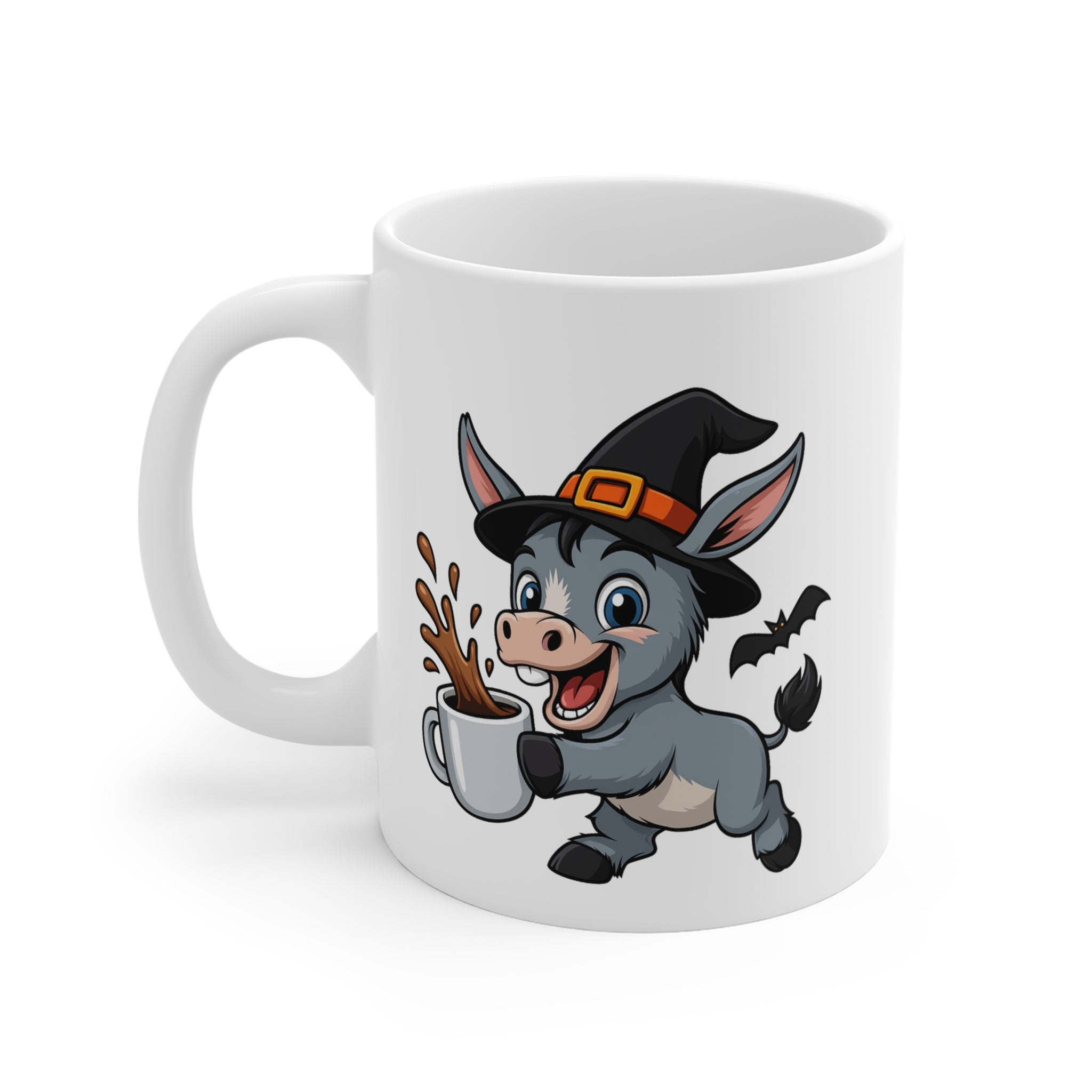Mug Âne Sorcier Café – Tasse Céramique 325ml – Illustration Animalière Drôle Halloween