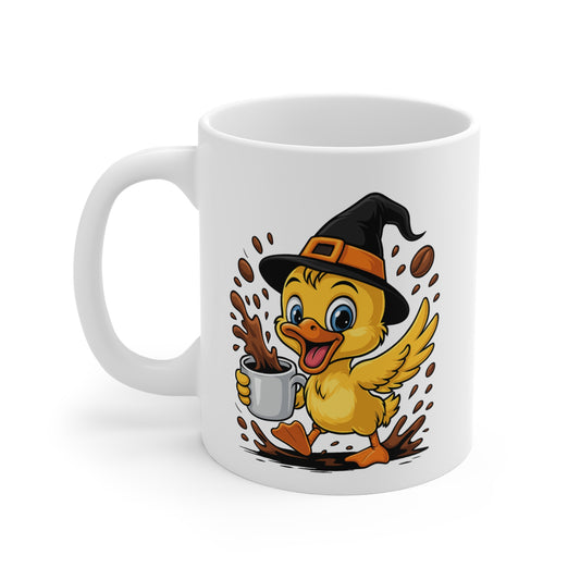 Tasse Canard Sorcière Halloween – Mug Céramique Café 325ml – Cadeau Fantaisie Original