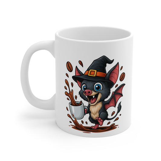Tasse Chauve-Souris Sorcière Halloween – Mug Céramique Café 325ml – Cadeau Original Fantaisie
