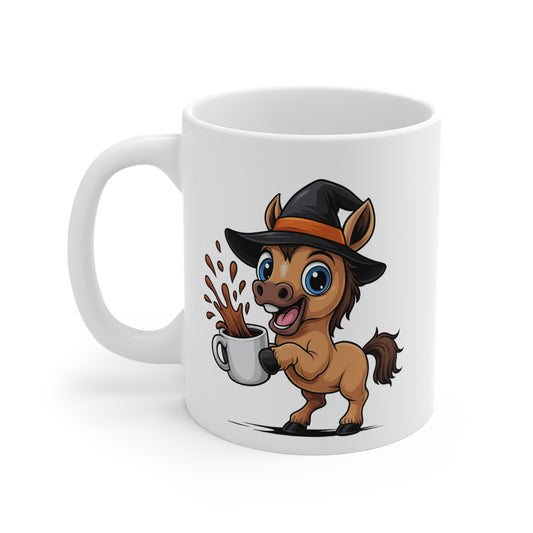 Tasse Cheval Sorcière Halloween – Mug Céramique Café 325ml – Cadeau Fantaisie Original