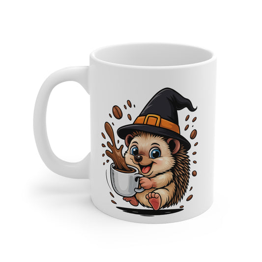 Tasse Hérisson Sorcière Halloween – Mug Céramique Café 325ml – Cadeau Fantaisie Original