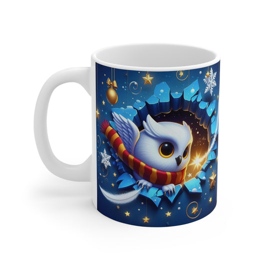 Tasse Hibou Magique Hiver Noël – Mug Céramique 325ml – Cadeau Fantaisie Enchanté