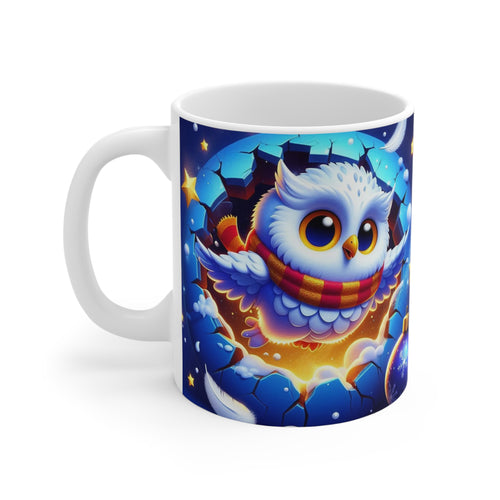 Tasse Hibou Volant Hiver Noël – Mug Céramique 325ml – Cadeau Fantaisie Magique Étoilé
